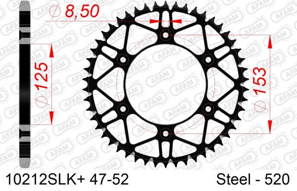 AFAM achtertandwiel 49 tands staal met moddergroef Honda CR/CRF 125/250/450/500 & XR 250/400/650