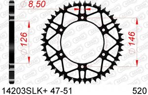 AFAM achtertandwiel 51 tands staal met moddergroef Suzuki RM/RM-Z 125/250/450 80-