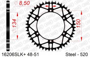 AFAM achtertandwiel staal met moddergroef Kawasaki KX/KXF 125/250/450