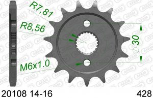 AFAM voortandwiel staal Honda CR 80R 96-02 CR 80RB 96-02 CR 85R 03-07 CR 85RB 03-07 ( 14 tands )