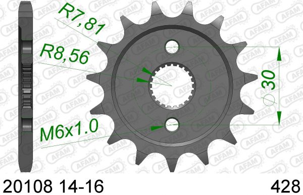 AFAM voortandwiel staal Honda CR 80R 96-02 CR 80RB 96-02 CR 85R 03-07 CR 85RB 03-07 ( 14 tands )