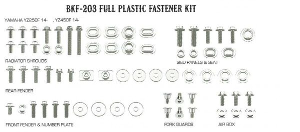 Airtime Volledige plastic set schroeven set Yamaha YZ 250F 14-18 & YZ 450F 14-17