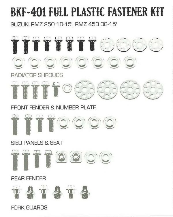 Airtime Volledige plastic set schroeven set Suzuki RM-Z 250 10-18 & RM-Z 450 08-17