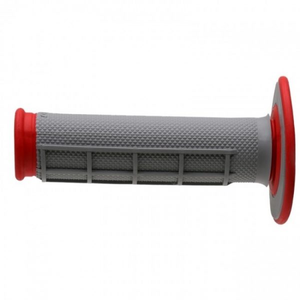 Renthal handvaten Duallayer Diamond Half Waffle / Tapered rood / grijs G156