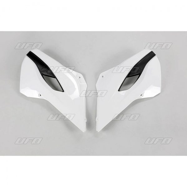 UFO Radiator Kappen Wit / Zwart Husqvarna TC 125 14-15 & TC 250 14-16 & FC 250/350/450 14-15 & TE 125/250/300 14-16 & FE 250/350/450/501 14-16