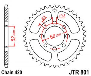 JT Sprockets achtertandwiel staal voor 420 ketting Kawasaki KLX 110 02-23