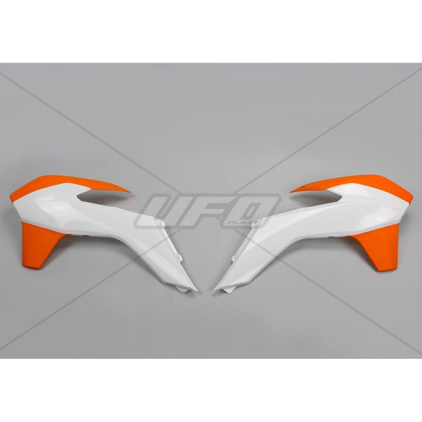 UFO radiator kappen Wit / Oranje KTM EXC 125/200/250/300/350/450/500 14-16 & SX/SX-F 125/150/250/350/450 13-15