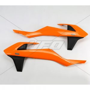 UFO radiator kappen Zwart / Oranje KTM SX 125/150/250 16-18 & SX-F 250/350/450 16-18 & EXC 250/300 17-19 & EXC-F 250/350/450/500 17-19