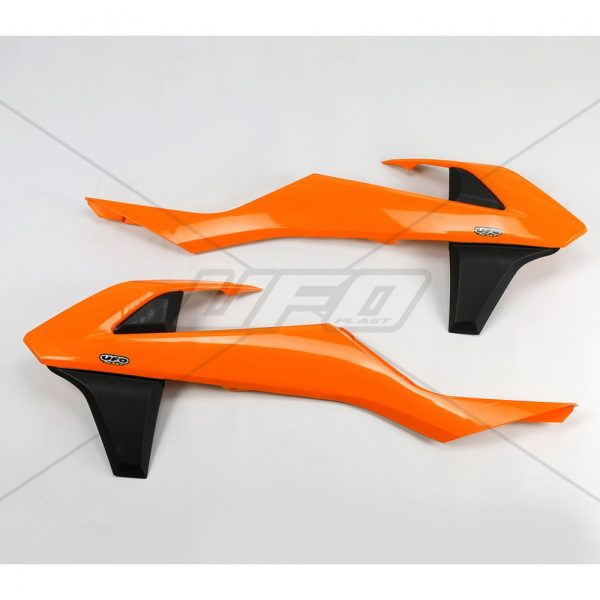 UFO radiator kappen Zwart / Oranje KTM SX 125/150/250 16-18 & SX-F 250/350/450 16-18 & EXC 250/300 17-19 & EXC-F 250/350/450/500 17-19