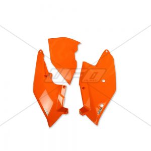 UFO zijnummerborden + Luchtfilterkap Oranje KTM SX 125/150/250 16-18 & SX-F 250/350/450 16-18 & EXC 250/300 17-19 & EXC-F 250/350/450/500 17-19