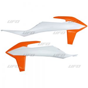 UFO radiator kappen Oranje / Wit KTM SX 125/150/250 2019-2022 & SX-F 250/350/450 2019-2022 & EXC 250/300 2020-2023 & EXC-F 250/350/450/500 2020-2023