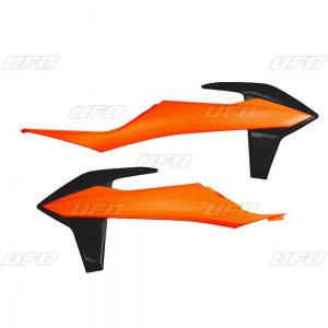 UFO radiator kappen Zwart / Oranje KTM SX 125/150/250 2019-2022 & SX-F 250/350/450 2019-2022 & EXC 250/300 2020-2023 & EXC-F 250/350/450/500 2020-2023