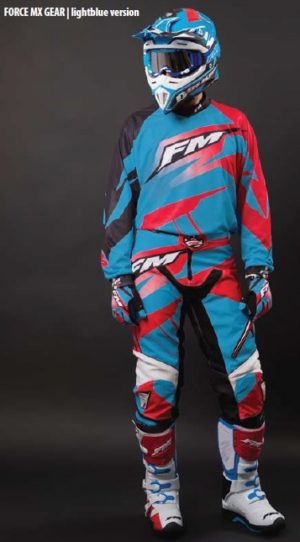 FM Racing X22 Force crossbroek Blauw / Rood Maat 34