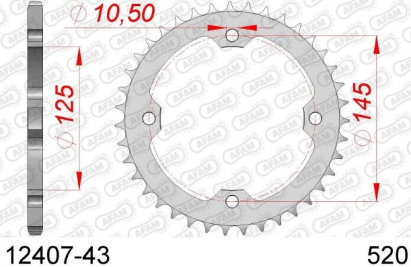 AFAM achtertandwiel staal Yamaha YFZ 450 04-08 & YFM 250R 08-13 & YFM 350R 05-13 & YFM 700R 05-20 & YFZ 450R 09-20
