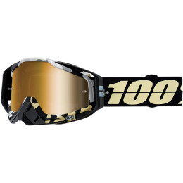 100% Racecraft Ergoflash crossbril Zwart / Goud- Goude Spiegel Lens