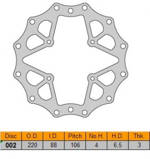 Delta Braking voor remschijf ( 220mm ) Type D Honda CR 80R 96-02 & CR 85R 03-07 & CRF 150R 07-15