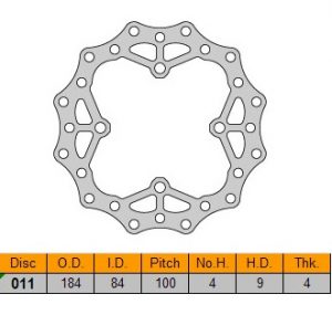 Delta Braking achter remschijf ( 184mm ) Type D Kawasaki KX 85 01-15 & KX 100 01-15