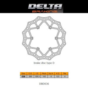 Delta Braking voor remschijf ( 260mm ) Type D KTM 89- & Husqvarna 14- & Husaberg 00-13