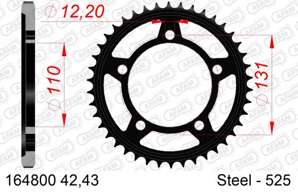 AFAM achtertandwiel staal 42 tands BMW S 1000 ( voor 525 ketting )