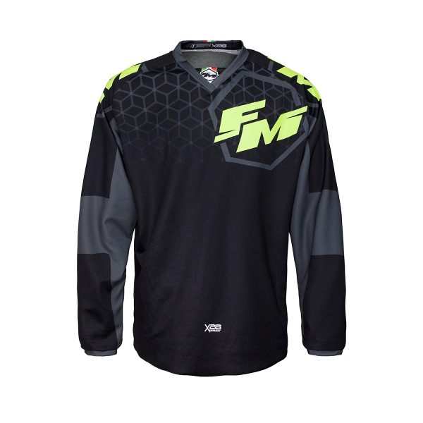FM Racing Cross shirt Volwassenen X28 Power Fluor Geel / Zwart / Grijs 2022 collectie