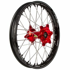 Excel achterwiel compleet A60 zwarte velg + Haan Wheels rode naaf 19-1.85 Yamaha/Fantic 125/250F