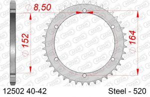 AFAM achtertandwiel staal 40 tands Quad ( voor 520 ketting )