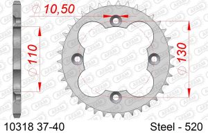 AFAM achtertandwiel staal 38 tands Quad ( voor 520 ketting )