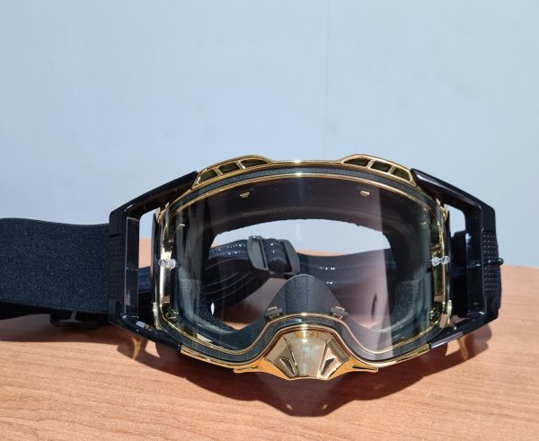 BRAAP Crossbril Zwart met goud frame en blanke lens