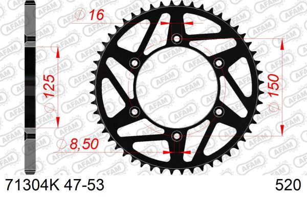 AFAM achtertandwiel staal KTM SX/SX-F/EXC/EXC-F 1990- & Husqvarna TC/FC/FE/TE 125/150/250/350/450/501 2014-