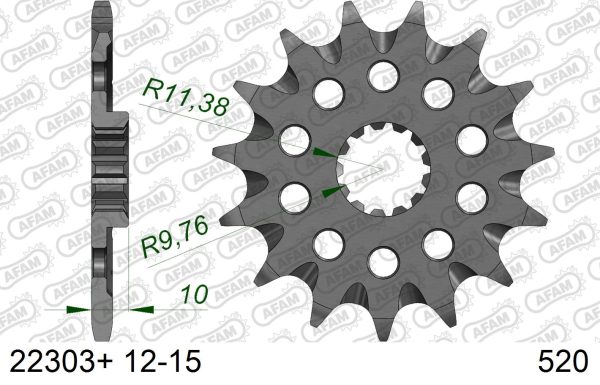 AFAM voortandwiel met moddergroef Suzuki RM 250 83-09 & DRZ 400 00-07 & Kawasaki KLX 400R 03-04