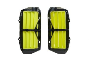 Racetech reinforced radiator roosters/lamellen zwart/Fluor geel Husqvarna TC/FC 125-450 2019-2022 & FE/TE 250-501 2020-