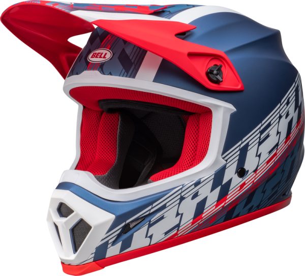 BELL MX-9 Mips Offset Helm Metallic Blauw / Wit 2023 Collectie