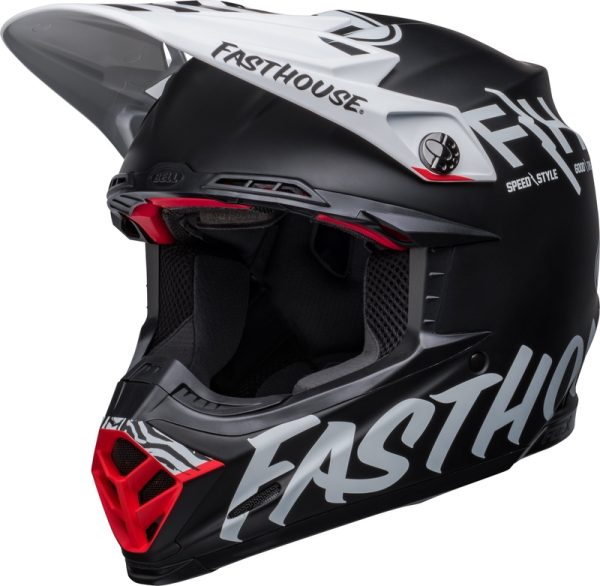 BELL Moto-9s Flex Fasthouse Crew Helm Mat Zwart / Wit 2023 Collectie