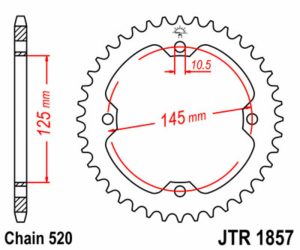 JT achtertandwiel staal Yamaha YFZ 450 04-08 & YFM 250R 08-13 & YFM 350R 05-13 & YFM 700R 05-20 & YFZ 450R 09-20