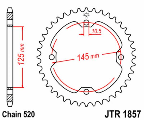 JT achtertandwiel staal Yamaha YFZ 450 04-08 & YFM 250R 08-13 & YFM 350R 05-13 & YFM 700R 05-20 & YFZ 450R 09-20 - Afbeelding 2