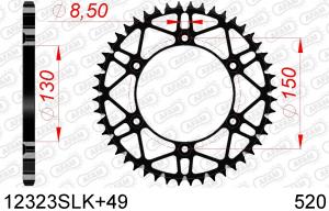 AFAM achtertandwiel 49 tands staal met moddergroef Fantic XX/XE 125 2021 & Yamaha YZ/YZ F 125/250/450 99-