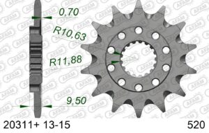 AFAM voortandwiel moddergroef 14 tands staal Honda CR 250R 88-07 & CR 500R 88-01 & CRF 450R 02- & CRF 450 RX 17-