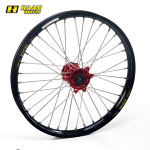 Excel voorwiel compleet zwarte velg + Haan Wheels rode naaf 21-1.60 Honda CR 125R/250R 1989-1994