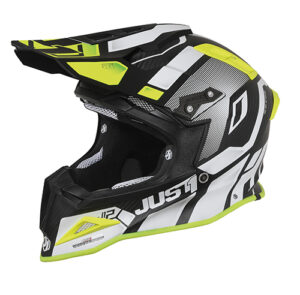 Just1 J-12 Pro Vector Zwart/Wit/Fluor Geel/Carbon crosshelm Maat M ( 58-59 cm omtrek )
