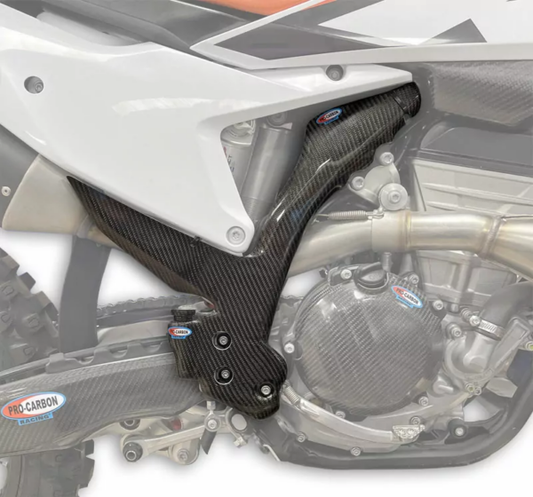 Pro Carbon framebeschermers ( lang ) KTM SX 125/250/300 2023- & SX-F 250/350/450 2023- & EXC/EXC-F 150/250/300/350/450/500 2024-