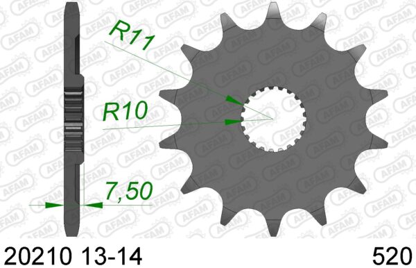 AFAM voortandwiel staal Honda CR 125R 04-07 & CRF 250R 04-17 & CRF 250X 04-16
