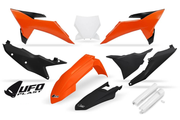 UFO plastic kit Oranje/Wit/Zwart ( Full kit ) KTM SX 125/150/250/300 2023-2025 & SX-F 250/350/450 2023-2025 ( model 2025 )
