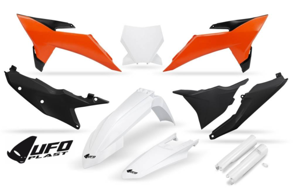 UFO plastic kit Wit/Oranje/Zwart ( Full kit ) KTM SX 125/150/250/300 2023-2025 & SX-F 250/350/450 2023-2025 ( model 2025 )