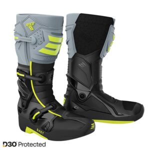 Shot MX Crosslaarzen Volwassen Race 8 Zwart / Grijs / Fluor Geel 2025 Collectie