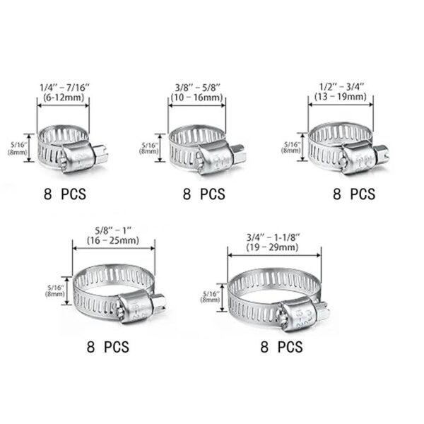 Airtime slangenklemmen set roest vrij staal 40 stuks 6mm - 29mm - Afbeelding 2