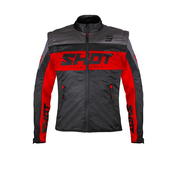 Shot Softshell Enduro Jas Volwassenen Zwart/Rood met afritsbare mouwen