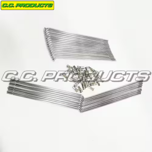 CC-Products Voorwiel 17″ RVS spakenset 24 stuks + nippels voor OEM naaf Yamaha YZ 80 1984-1985