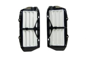 Racetech reinforced radiator roosters/lamellen zwart/wit Husqvarna TC/FC 125-450 2019-2022 & FE/TE 250-501 2020-2022 & KTM SX 125/150/250 2019- & SX-F 250/350/450 2019- & EXC/EXC-F 250/300/350/450/500 2020-