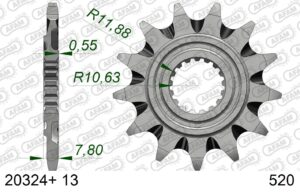 AFAM voortandwiel met moddergroef staal 13 tands Honda CRF 250R 18- & CRF 250RX 19-