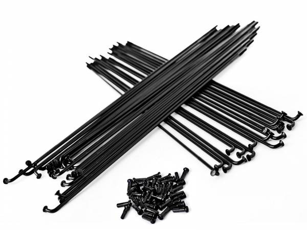 CC-Products Achterwiel 19″ RVS spakenset Zwart ( poedercoat zwart ) 36 stuks + nippels Zwart ( aluminium ) voor OEM wielen KTM/Husqvarna/Gas Gas 2008-